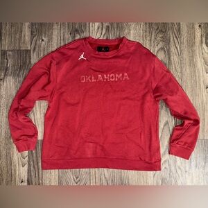 Jordan Brand Oklahoma Sooners Tonal Logo Fleece Crewneck Sweatshirt Mens XL Red